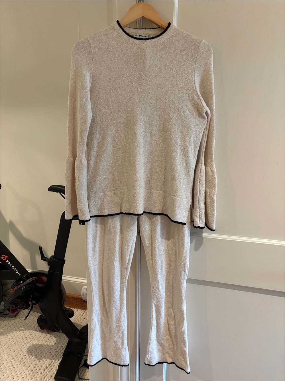 Zara Cream Knit Two-Piece Set with Black Trim